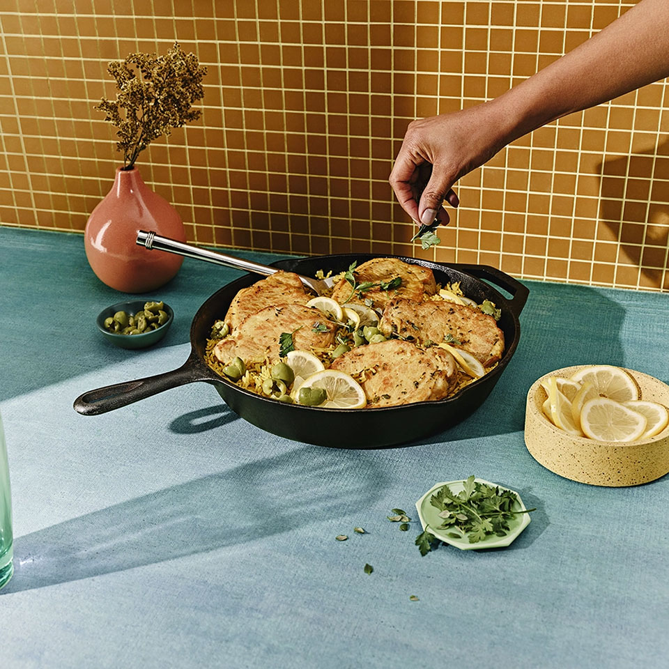 One-Pot Mediterranean Pork Chops and Rice