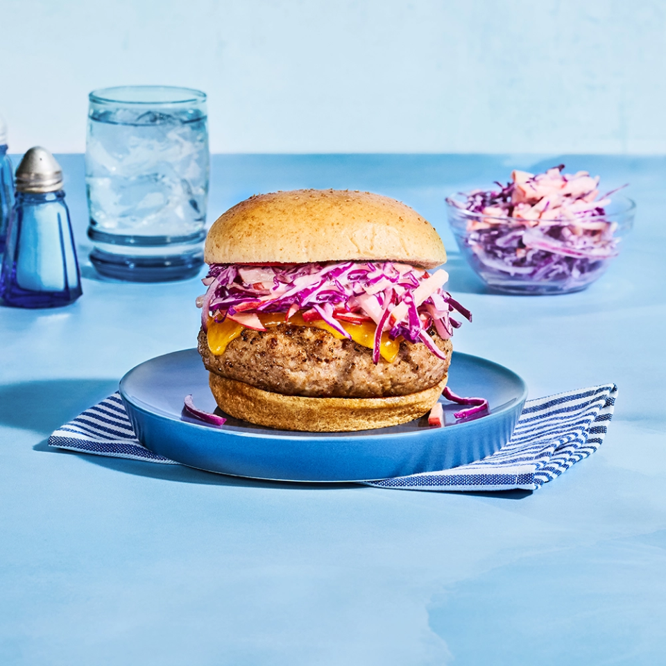 Maple Pork Burger with Apple Slaw