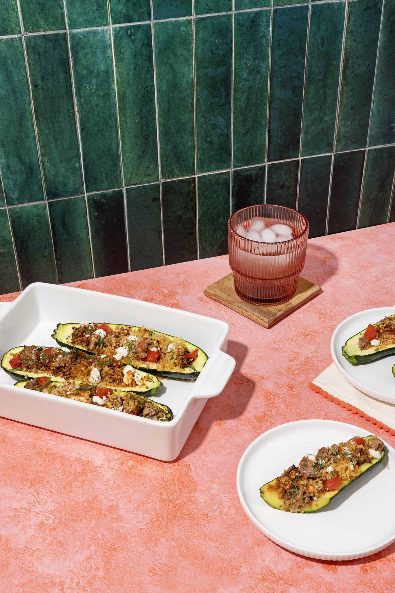 Mediterranean Pork Zucchini Boats