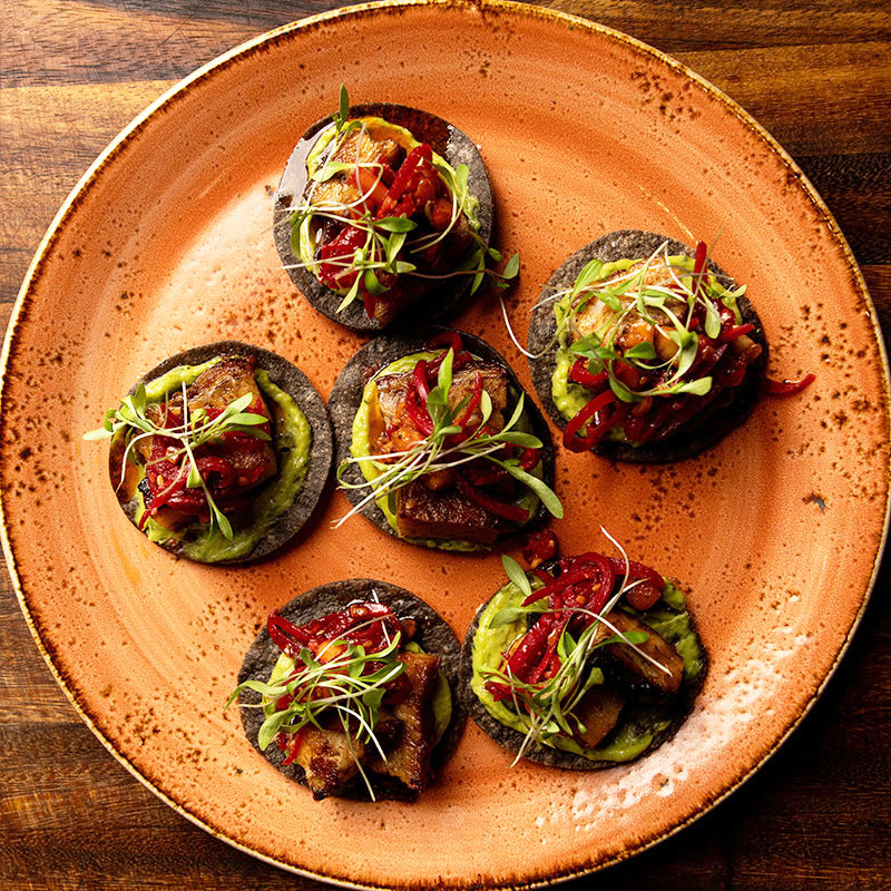 crispy pork belly tostadas